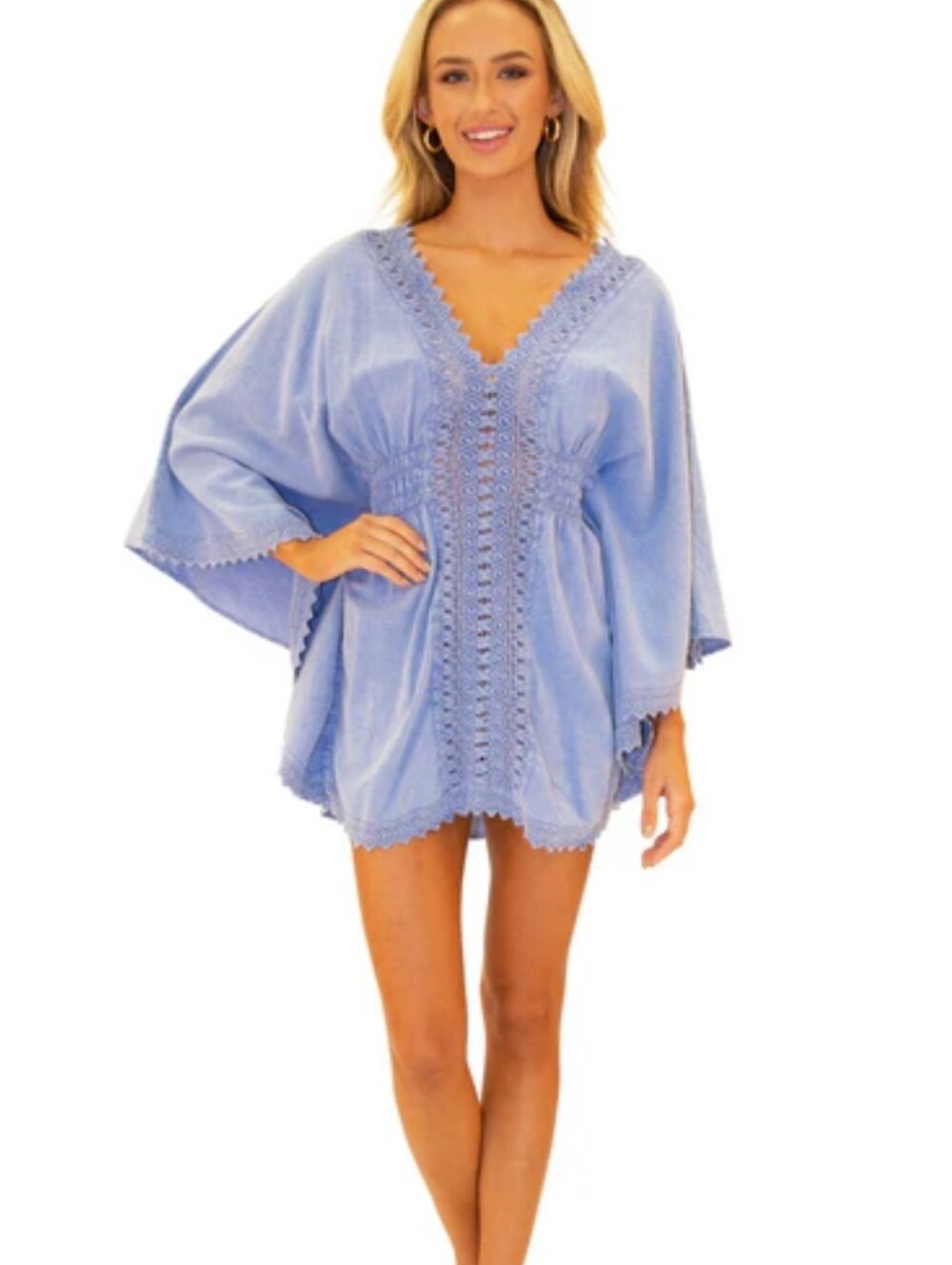 Seaspice Resortwear Blue Crochet Cover Up 100% Peruvian Cotton New With Tags